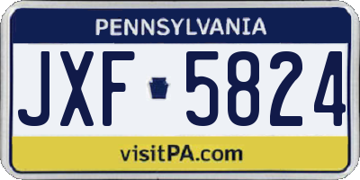 PA license plate JXF5824