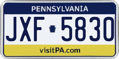 PA license plate JXF5830