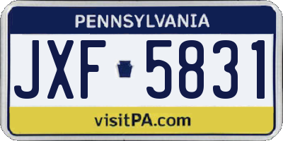 PA license plate JXF5831