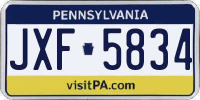PA license plate JXF5834