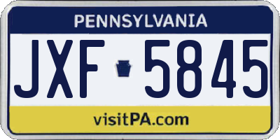 PA license plate JXF5845