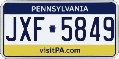 PA license plate JXF5849