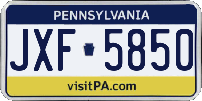 PA license plate JXF5850