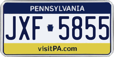 PA license plate JXF5855