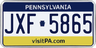PA license plate JXF5865