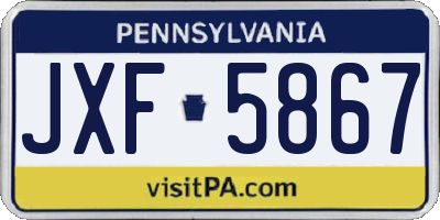 PA license plate JXF5867
