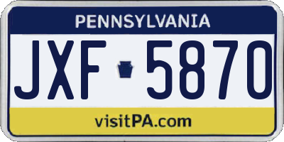 PA license plate JXF5870