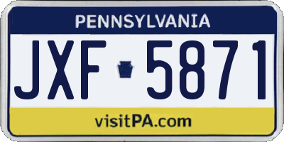 PA license plate JXF5871