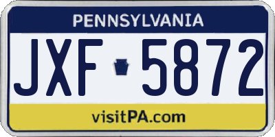 PA license plate JXF5872