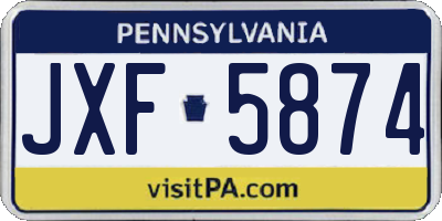 PA license plate JXF5874