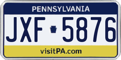 PA license plate JXF5876