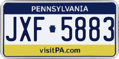 PA license plate JXF5883