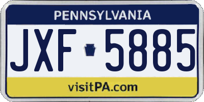 PA license plate JXF5885