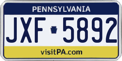 PA license plate JXF5892