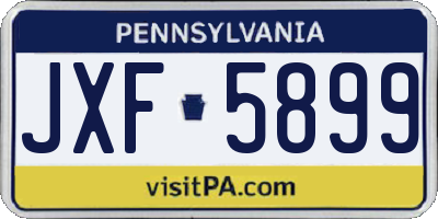 PA license plate JXF5899