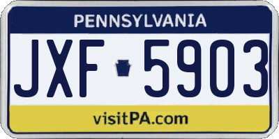 PA license plate JXF5903