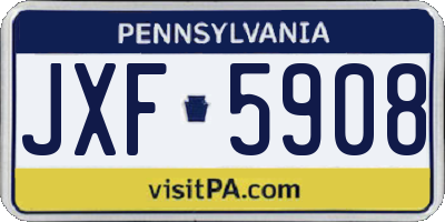 PA license plate JXF5908