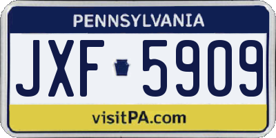 PA license plate JXF5909