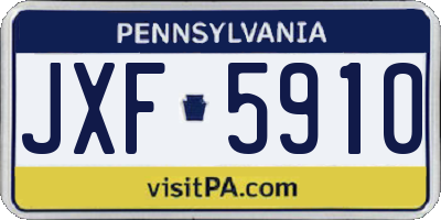 PA license plate JXF5910