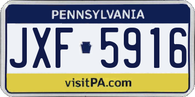 PA license plate JXF5916
