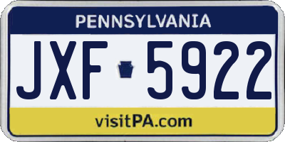 PA license plate JXF5922