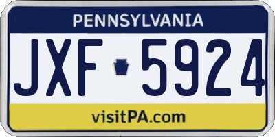 PA license plate JXF5924