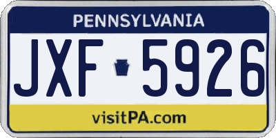 PA license plate JXF5926