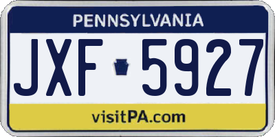 PA license plate JXF5927