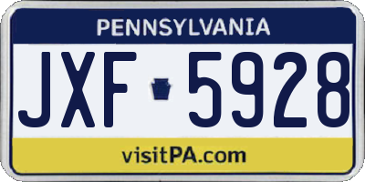 PA license plate JXF5928