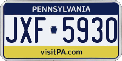 PA license plate JXF5930