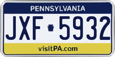 PA license plate JXF5932
