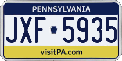 PA license plate JXF5935