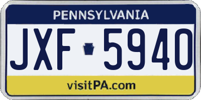 PA license plate JXF5940