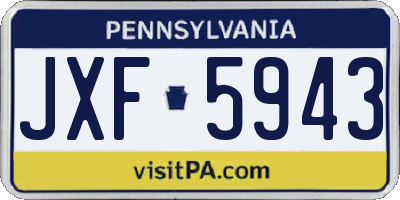 PA license plate JXF5943
