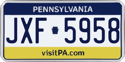 PA license plate JXF5958