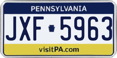 PA license plate JXF5963