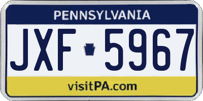 PA license plate JXF5967