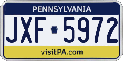 PA license plate JXF5972