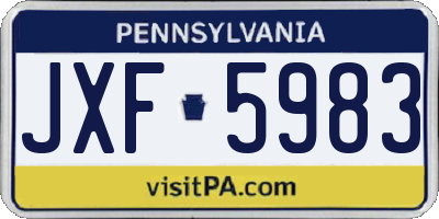 PA license plate JXF5983