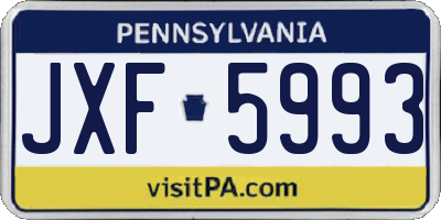 PA license plate JXF5993