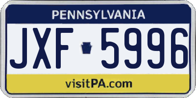 PA license plate JXF5996