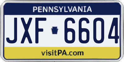 PA license plate JXF6604