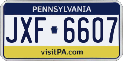 PA license plate JXF6607