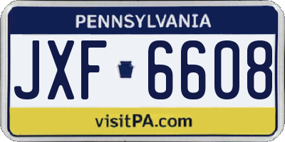 PA license plate JXF6608