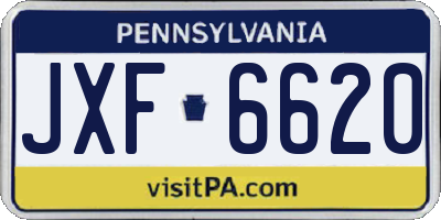 PA license plate JXF6620