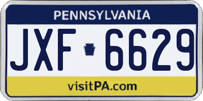 PA license plate JXF6629