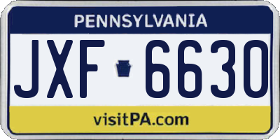 PA license plate JXF6630