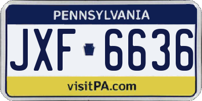 PA license plate JXF6636