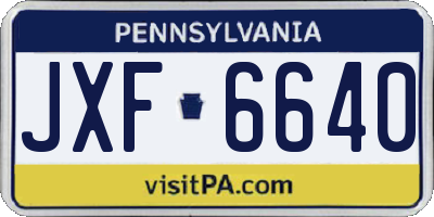 PA license plate JXF6640