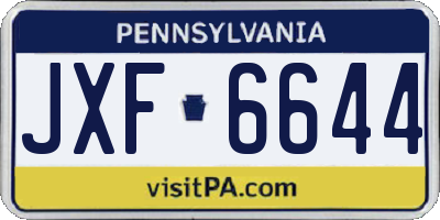 PA license plate JXF6644